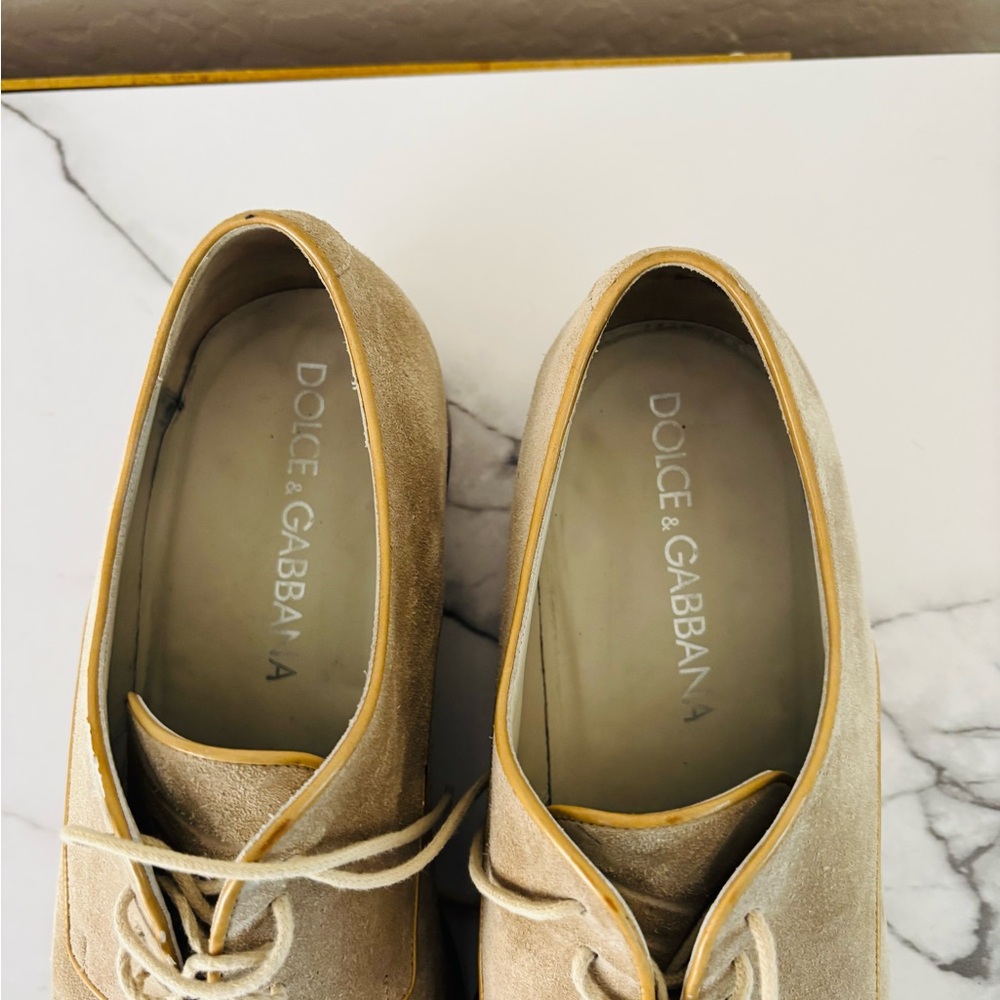 Dolce & Gabbana Tan Suede Derby Oxfords - Picture 4 of 8
